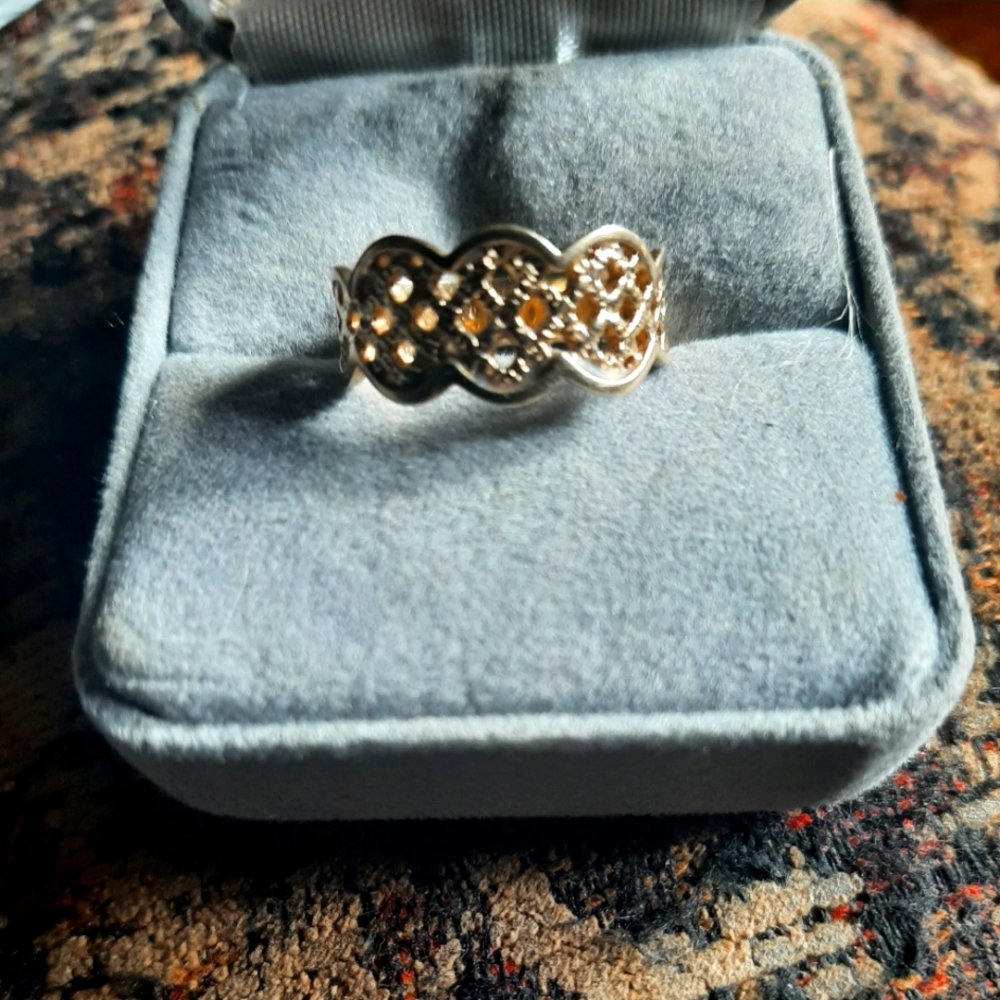14k yellow gold lattice ring